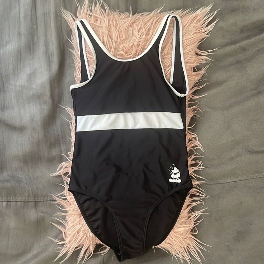 Disneyland Paris one piece swimsuit black and white, size S